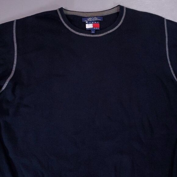 Vintage Tommy Hilfiger Sweater Mens Large Made in Italy Crewneck Pullover Blue - Picture 2 of 10